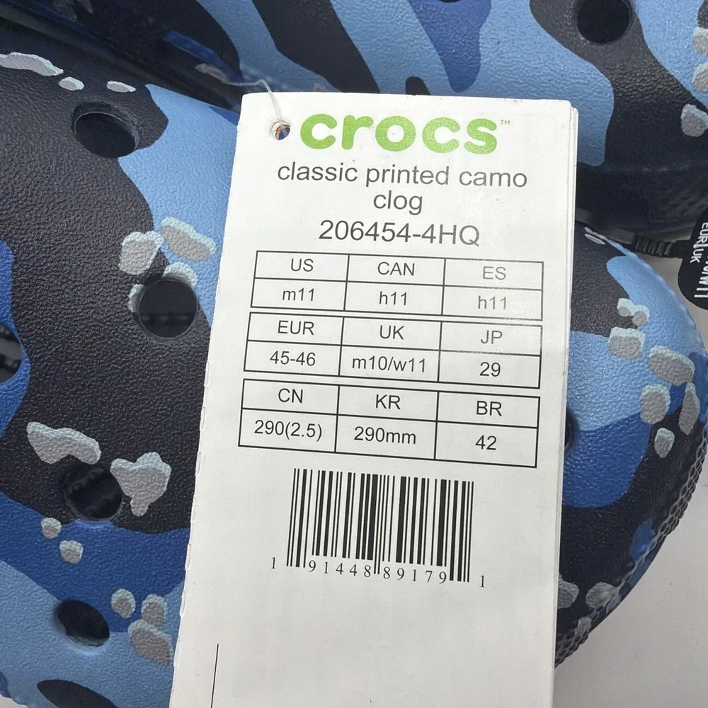 Crocs Navy Blue Camo Camouflage clogs sandals shoes Men's Size 11. New